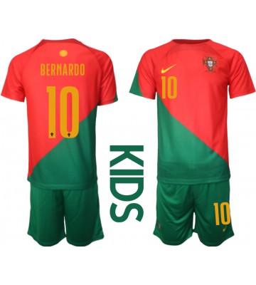 Portugal Bernardo Silva #10 Hemmaställ Barn VM 2022 Kortärmad (+ Korta byxor)